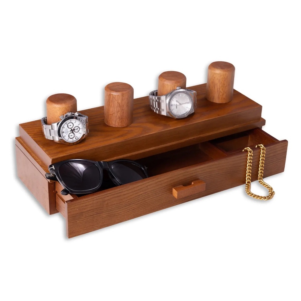 Bey-Berk watch case solid wood 4 watch display
